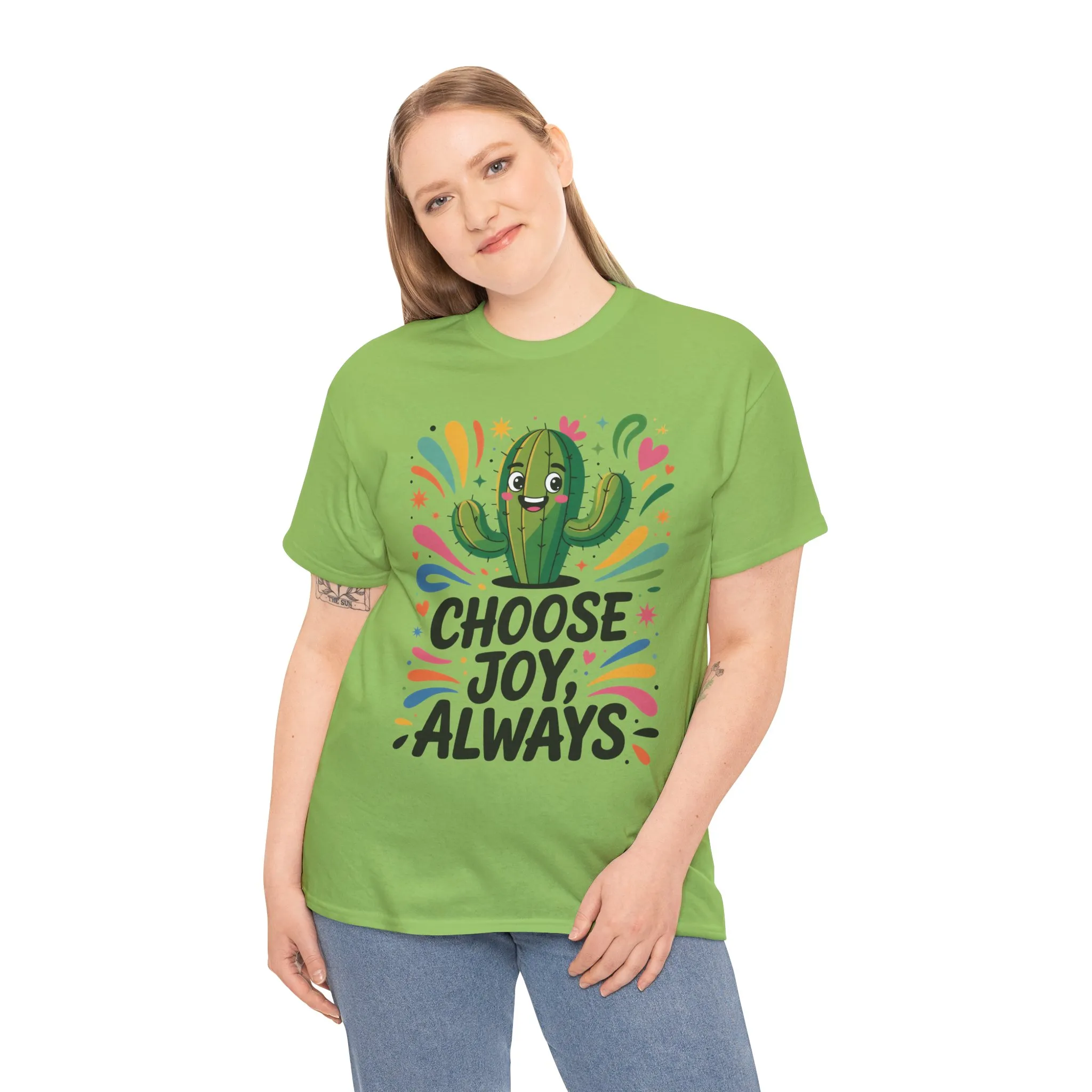 Choose Joy Always Cactus Women's Tee, Women's Casual T-Shirt, Happy Vibes Apparel, Positive Quote Shirt, Joyful Statement Tee - Image 13
