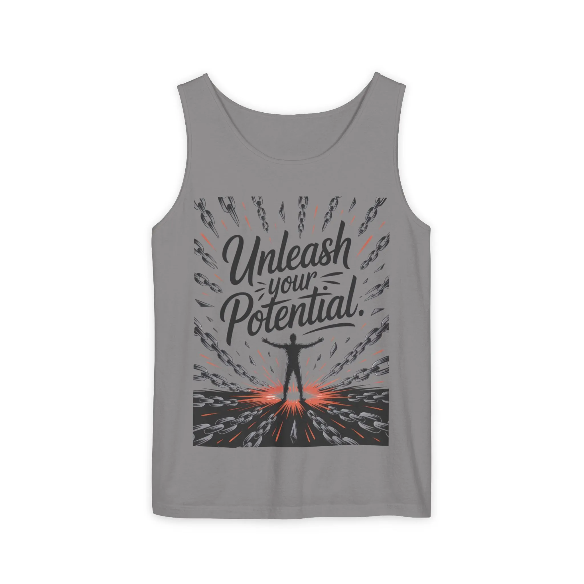 Men s Motivational Tank Top, Unleash Your Potential Graphic, Inspirational Gym Wear, Fitness Apparel, Summer Top, Gift for Him - Image 8