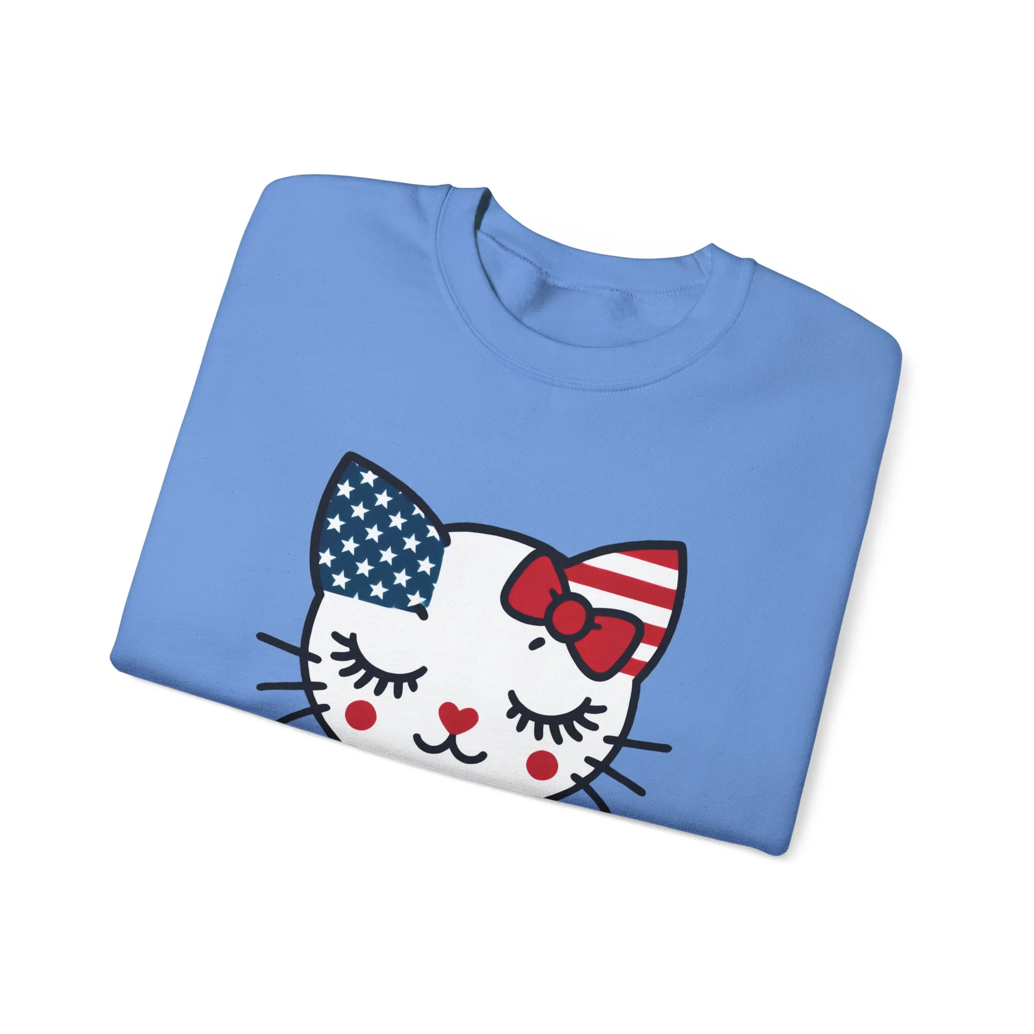Cute Cat American Flag Sweatshirt, Women's Crewneck, Perfect for 4th of July, Women's Casual Wear, Cat Lovers Gifts - Image 18