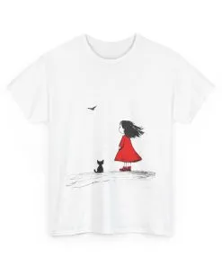 Cat Lover Tee, Cute Graphic T-Shirt, Cat & Girl Design, Gift for Cat Owners, Casual Stylish Unisex Cotton Shirt, Women's Cotton T-Shirt