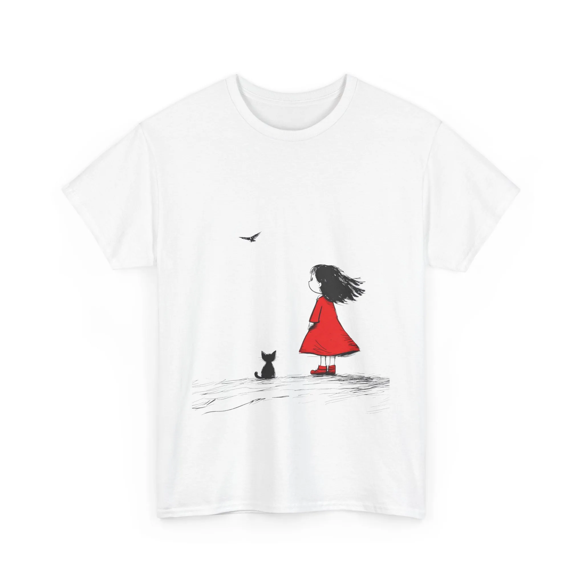 Cat Lover Tee, Cute Graphic T-Shirt, Cat & Girl Design, Gift for Cat Owners, Casual Stylish Unisex Cotton Shirt, Women's Cotton T-Shirt