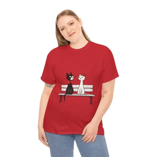 Cute Cat Lovers Tee, Unisex Heavy Cotton Tee for Pet Owners, Funny Cat Shirt, Gift for Cat Lovers, Casual T-Shirt, Animal Art Tee - Image 30