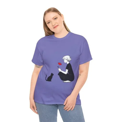 Cat Lover's Heavy Cotton Tee, Cute Cat Shirt, Pet Owner Gift, Animal Lover Apparel, Birthday Gift for Her, Women's Cotton T-Shirt, Cat Lover - Image 19