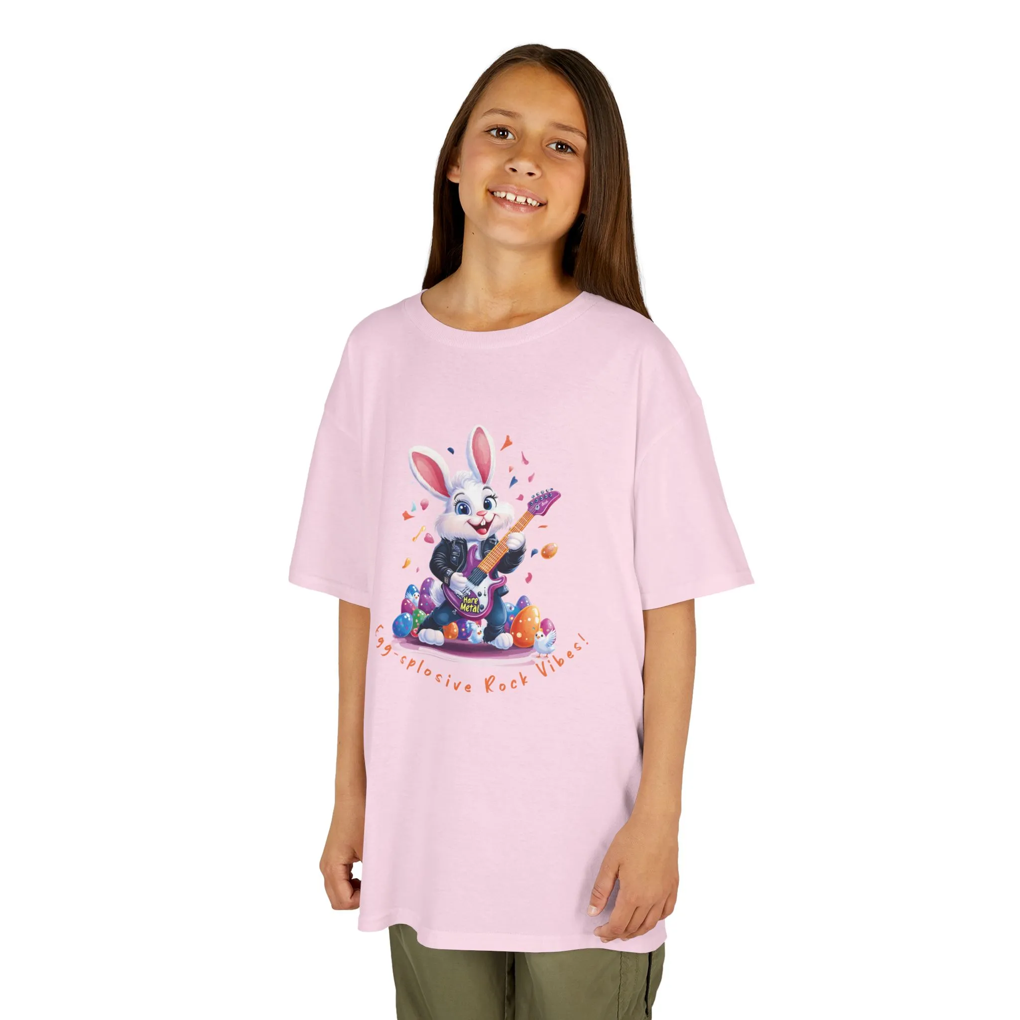 Explosive Rock Vibes Kids Tee - Fun Bunny Graphic T-Shirt for Young Rockstars, Gift for Easter, Rock Star Easter Bunny - Image 19