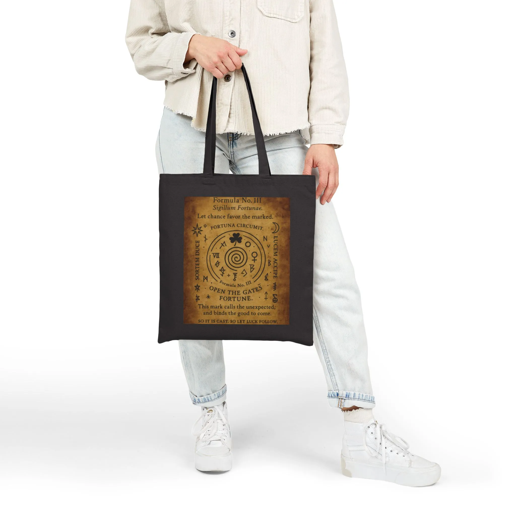 Sigil of Fortune Tote Bag, Lucky Charm Spell Symbol, Occult Spiral Design, Witchy Canvas Bag, Mystic Luck Amulet Art, Boho Bag - Image 11