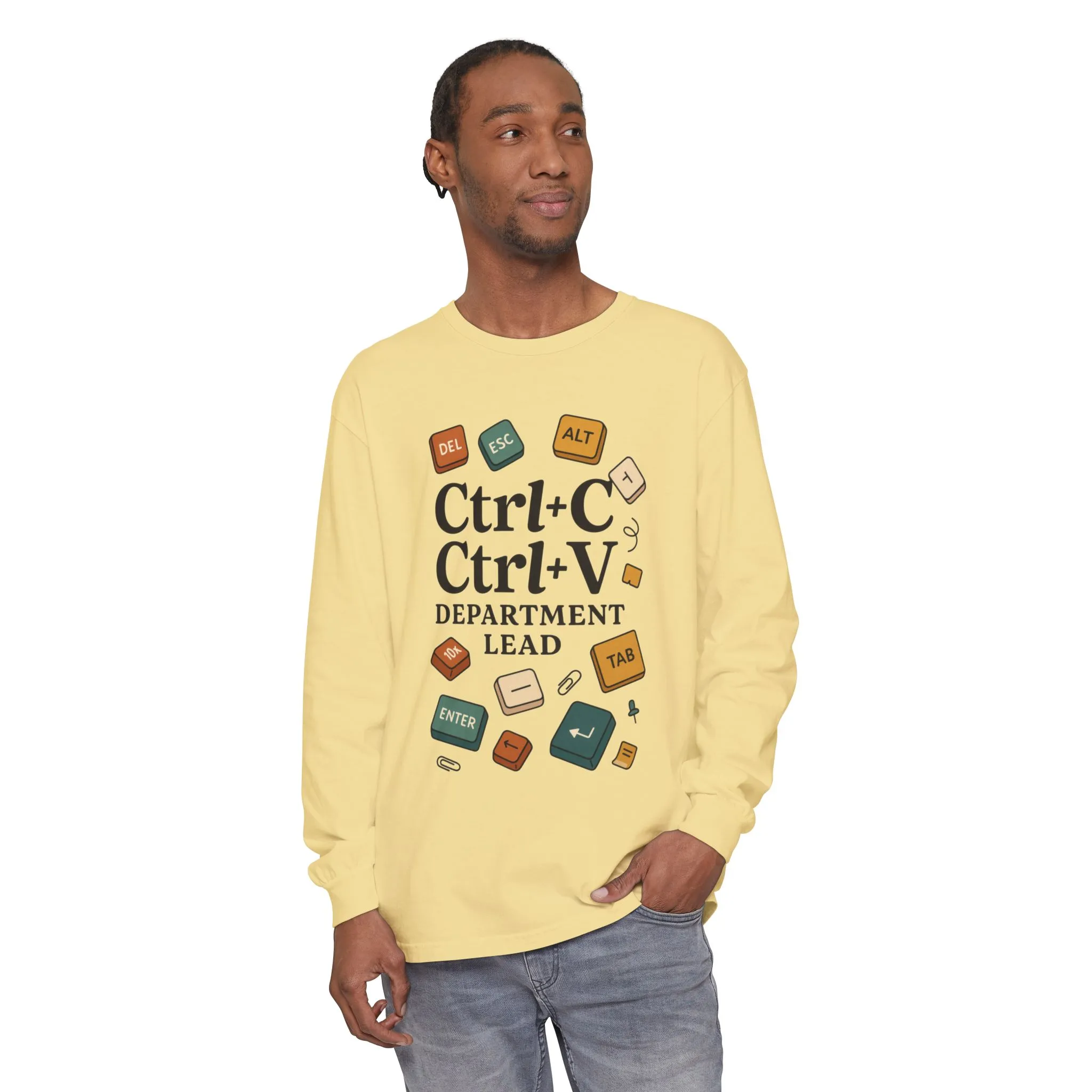 Graphic Long Sleeve Tee, Ctrl+C Ctrl+V Department Lead, Funny Office Humor Shirt, Programmer Gift, Tech Nerd Tee, IT Department Apparel - Image 8
