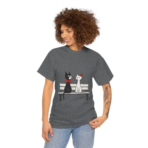 Cute Cat Lovers Tee, Unisex Heavy Cotton Tee for Pet Owners, Funny Cat Shirt, Gift for Cat Lovers, Casual T-Shirt, Animal Art Tee - Image 12