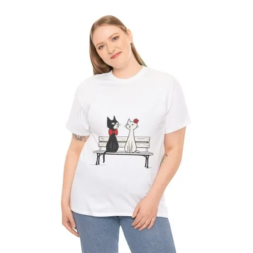 Cute Cat Lovers Tee, Unisex Heavy Cotton Tee for Pet Owners, Funny Cat Shirt, Gift for Cat Lovers, Casual T-Shirt, Animal Art Tee - Image 6