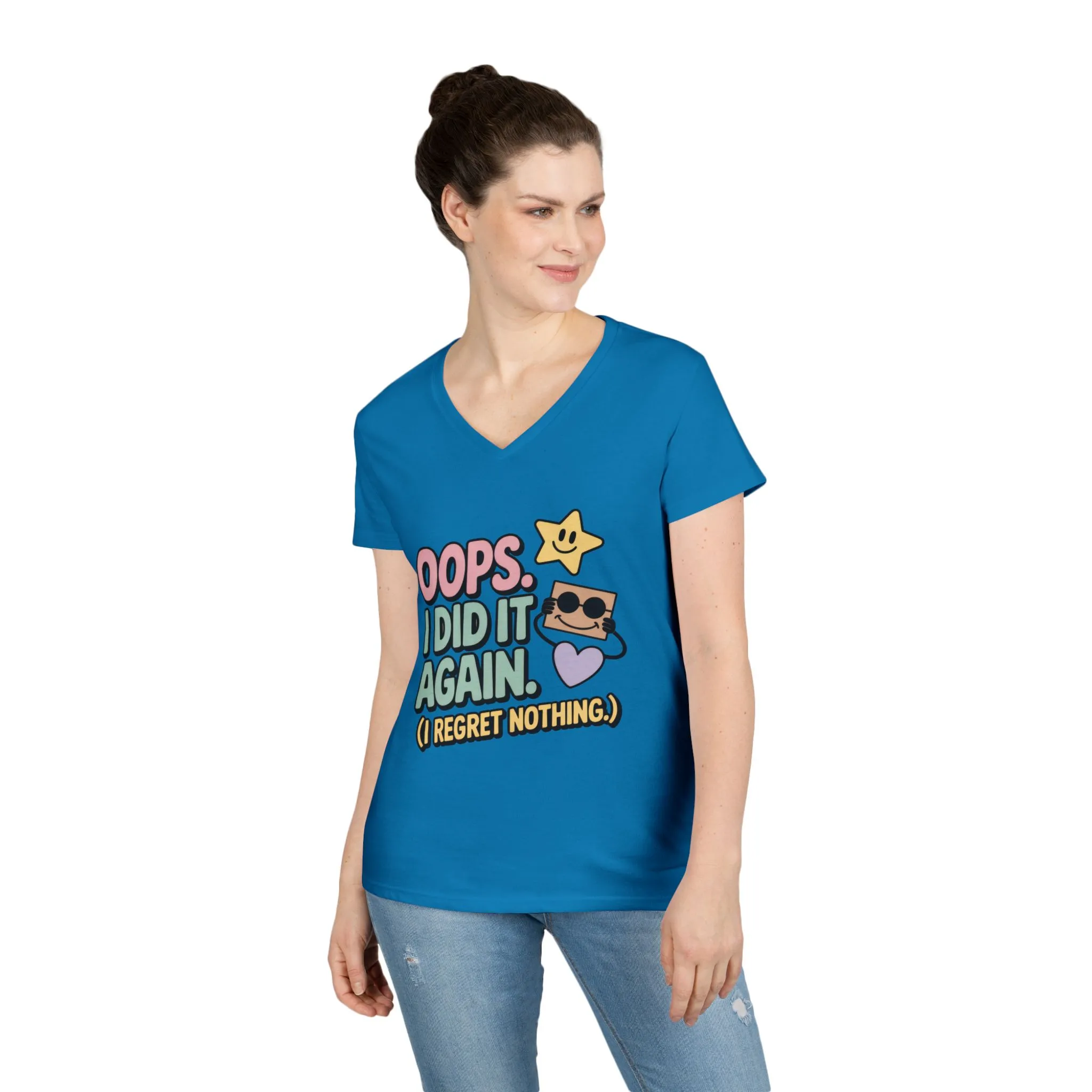Oops! I Did It Again Ladies' V-Neck T-Shirt, Fun Casual Tee, Perfect Gift, Casual Statement Wear, Positive Message Women's T-Shirt - Image 7