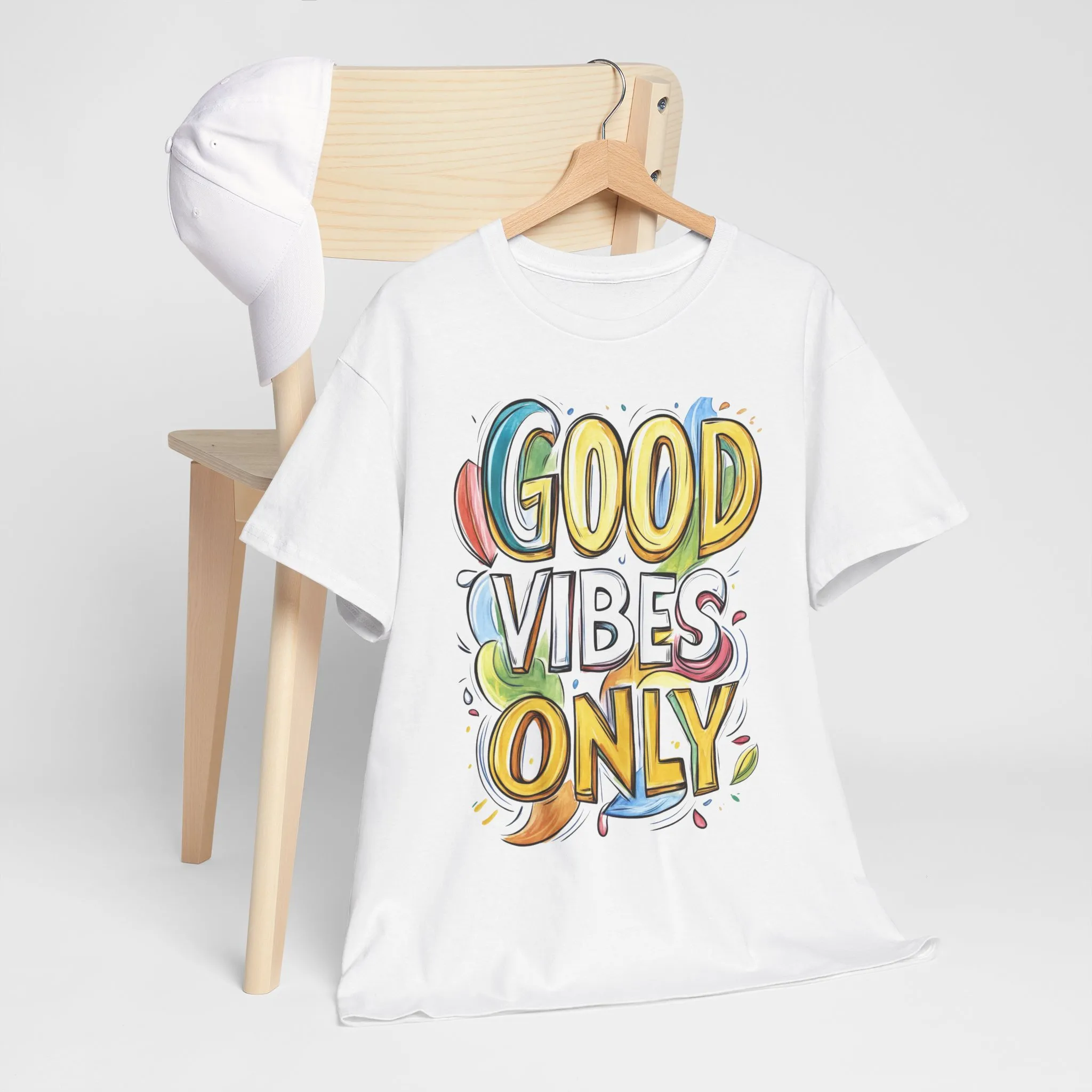 Good Vibes Only Women's Heavy Cotton Tee, Positive Energy Shirt, Graphic T-Shirt, Women's Casual Wear, Gift for Friends, Summer Outfit - Image 6