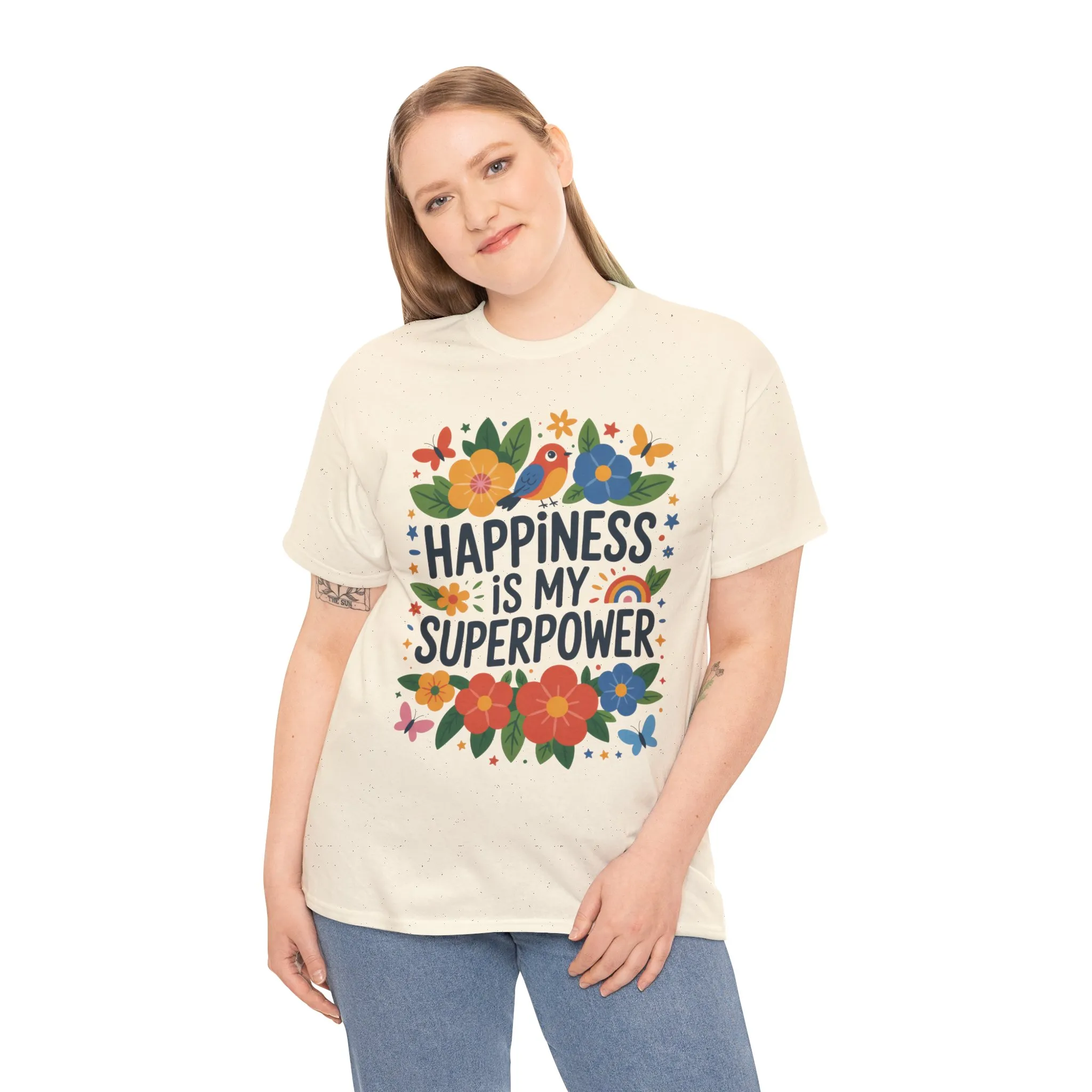 Happiness is My Superpower Tee - Colorful Floral Design, Mother's Day, Self-Expression, Positive Vibes Shirt, Joyful Statement Tee - Image 11