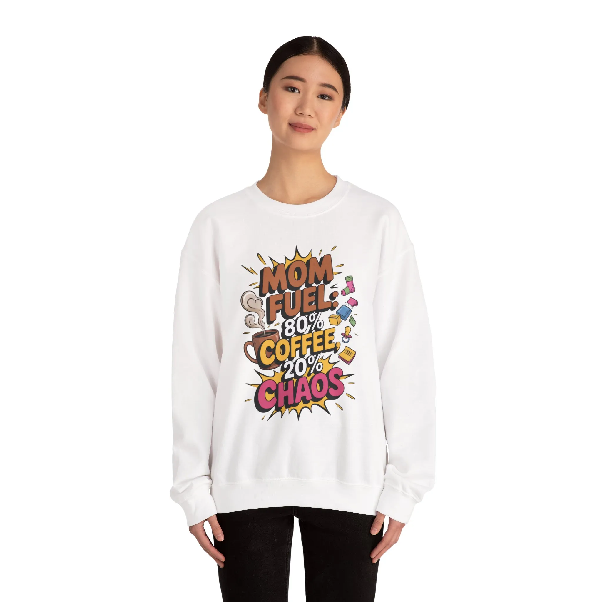 Funny Mom Fuel Sweatshirt, Perfect Gift for Moms, Chaos & Caffeine, Mother's Day Apparel, Funny Tired Mom Life Sweatshirt, Coffee Loving Mom - Image 31