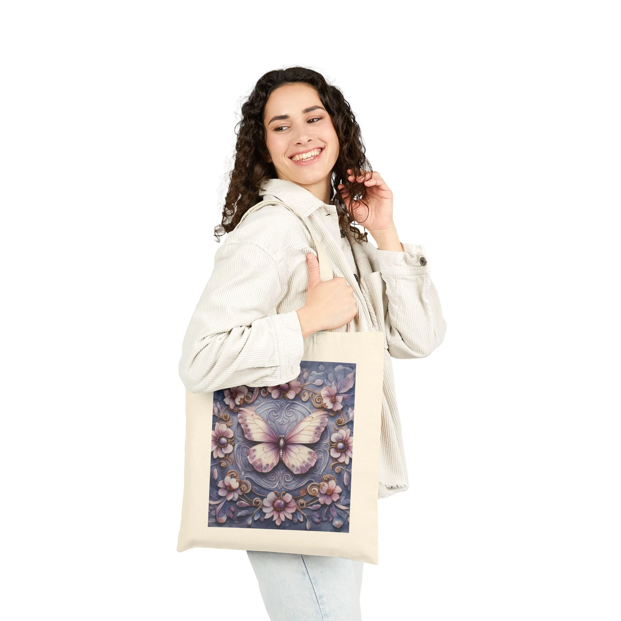 Butterfly Floral Cotton Canvas Tote Bag, Eco-Friendly Shopping, Gift for Her, Nature Lover, Reusable Bag, Boho Style - Image 8