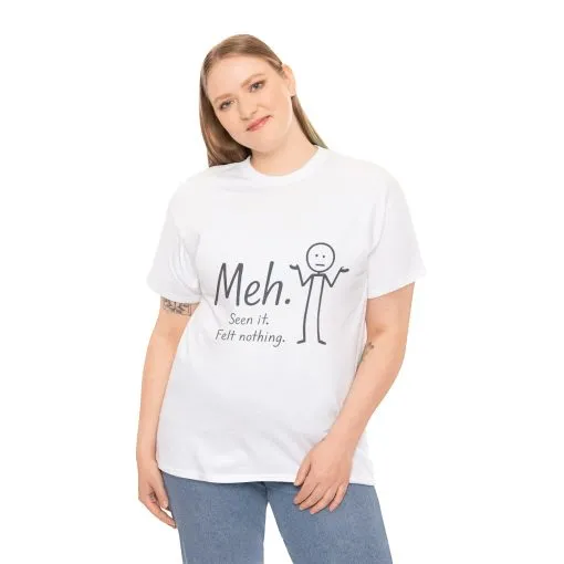 Funny Women's Heavy Cotton Tee, 'Meh' Graphic Shirt, Perfect Gift for Sarcastic Friends, Casual Wear, Birthdays, Everyday Humor, Comfy Tee - Image 3