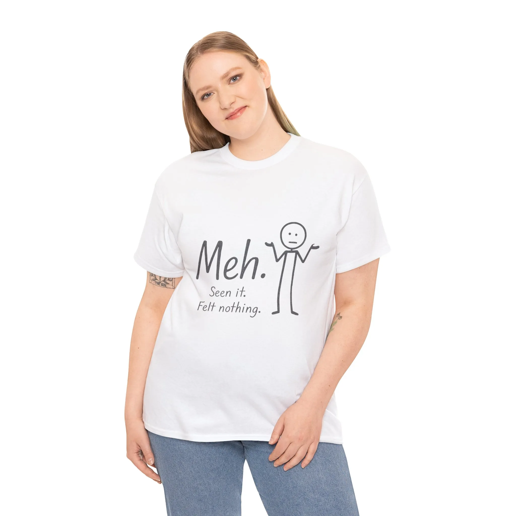 Funny Women's Heavy Cotton Tee, 'Meh' Graphic Shirt, Perfect Gift for Sarcastic Friends, Casual Wear, Birthdays, Everyday Humor, Comfy Tee - Image 3