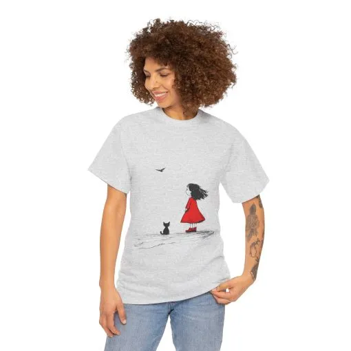 Cat Lover Tee, Cute Graphic T-Shirt, Cat & Girl Design, Gift for Cat Owners, Casual Stylish Unisex Cotton Shirt, Women's Cotton T-Shirt - Image 6