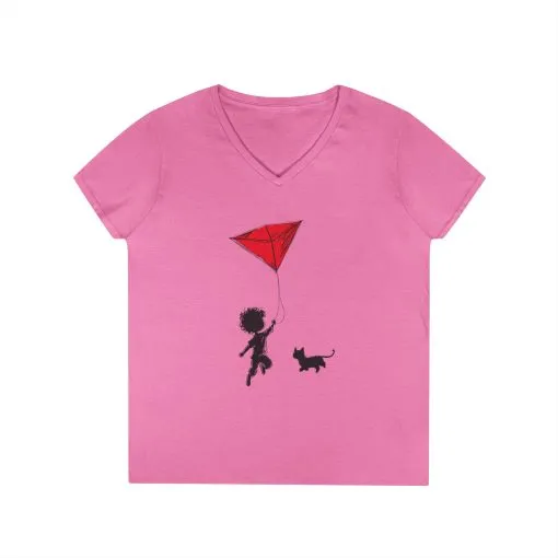 Cat Lover Girls' V-Neck T-Shirt, Gift for Birthday, Cat Lover T-Shirt, Cat Mom Gift, Gift for Kids and Animal Lovers - Image 16