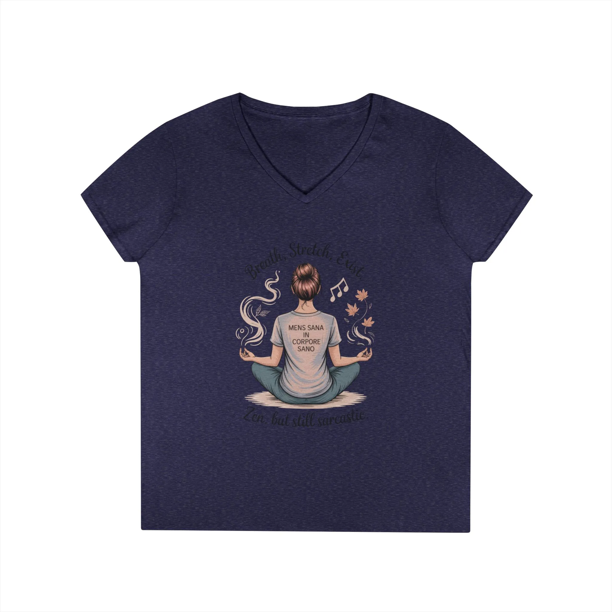 Zen but Still Sarcastic Ladies V-Neck T-Shirt, Perfect for Yoga, Casual Wear, Mindfulness, Gift Yoga Lovers, Funny Meditation Top - Image 11