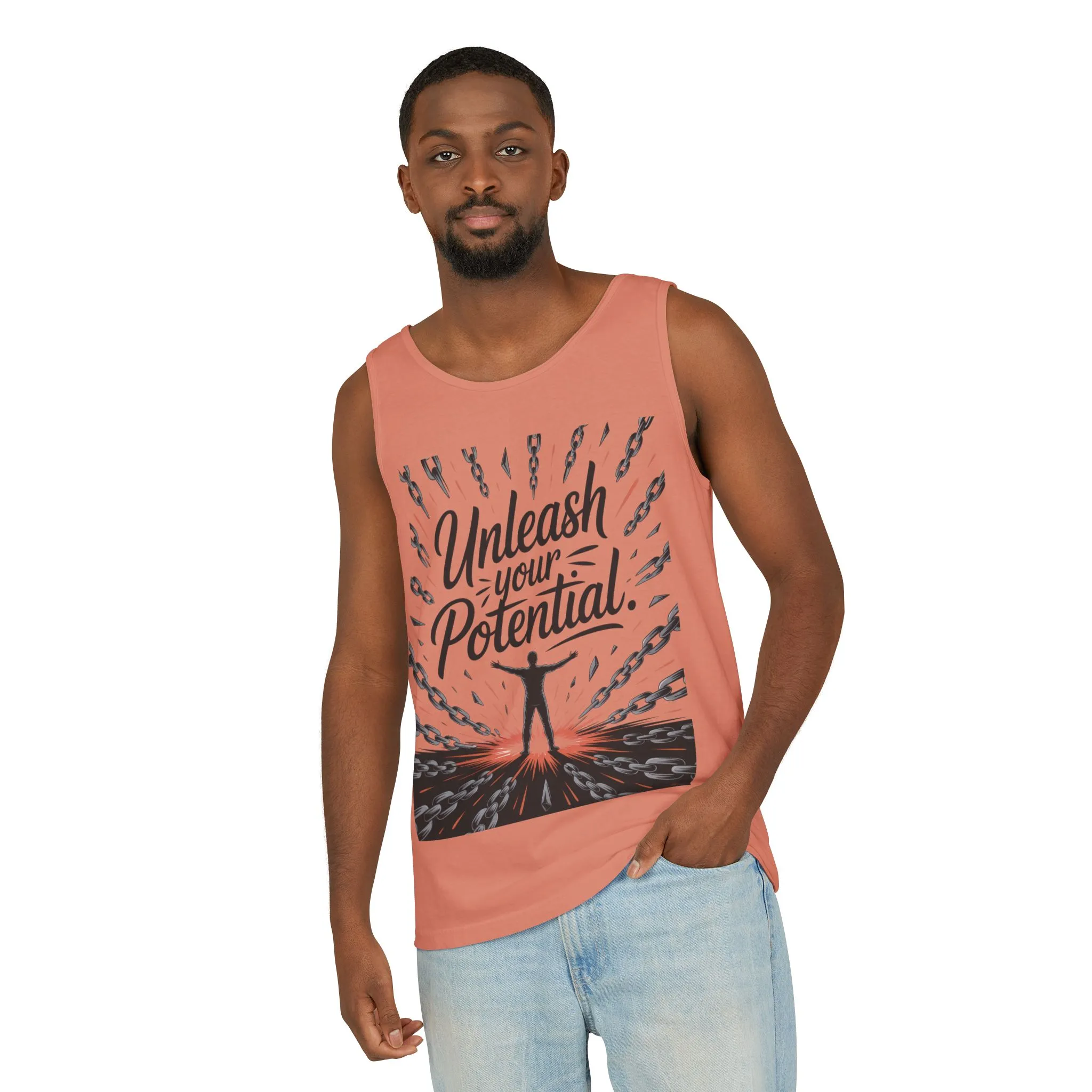 Men s Motivational Tank Top, Unleash Your Potential Graphic, Inspirational Gym Wear, Fitness Apparel, Summer Top, Gift for Him - Image 19