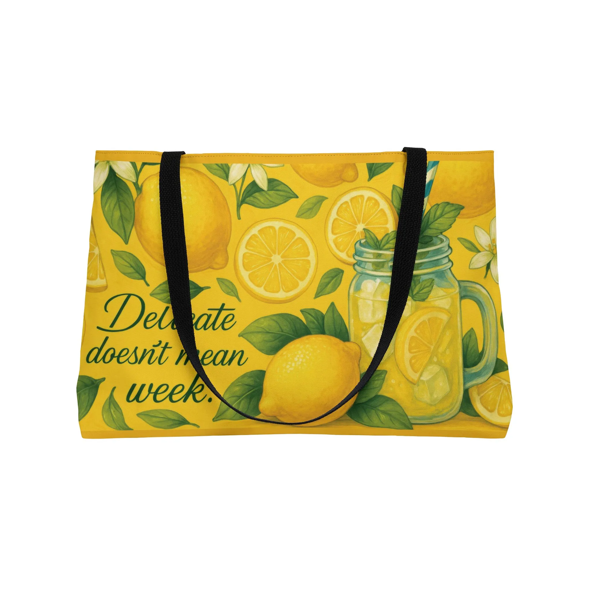 Bright Lemon Weekender Tote Bag, Summer Travel Bag, Beach Bag, Picnic Tote, Eco-Friendly Shopping Bag, Fun Gift Idea - Image 4