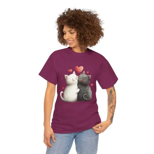 Cute Cat Love T-Shirt, Adorable Feline Couple Tee, Gift for Cat Lovers, Valentine's Day Shirt, Cozy Everyday Wear, Cat Mom T-Shirt - Image 32