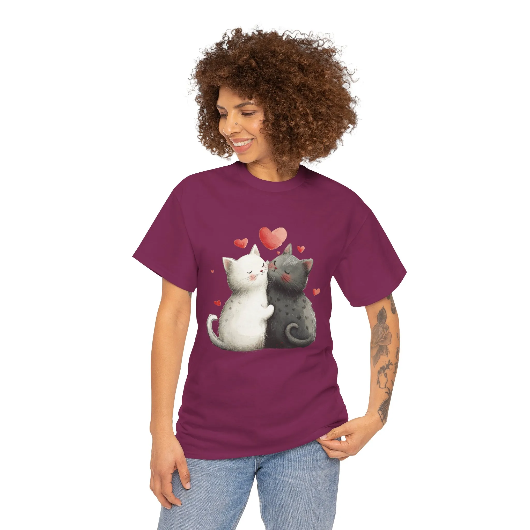 Cute Cat Love T-Shirt, Adorable Feline Couple Tee, Gift for Cat Lovers, Valentine's Day Shirt, Cozy Everyday Wear, Cat Mom T-Shirt - Image 32