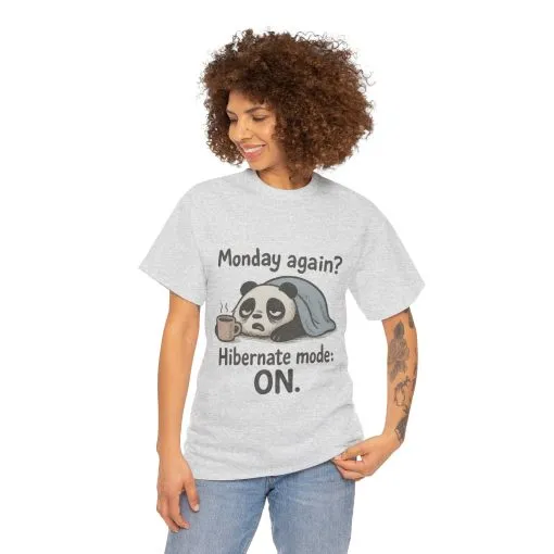 Funny Panda Hibernate Tee, Cute Animal Shirt, Unisex Cotton Tee, Gift for Lazy Days, Monday Motivation T-shirt - Image 7