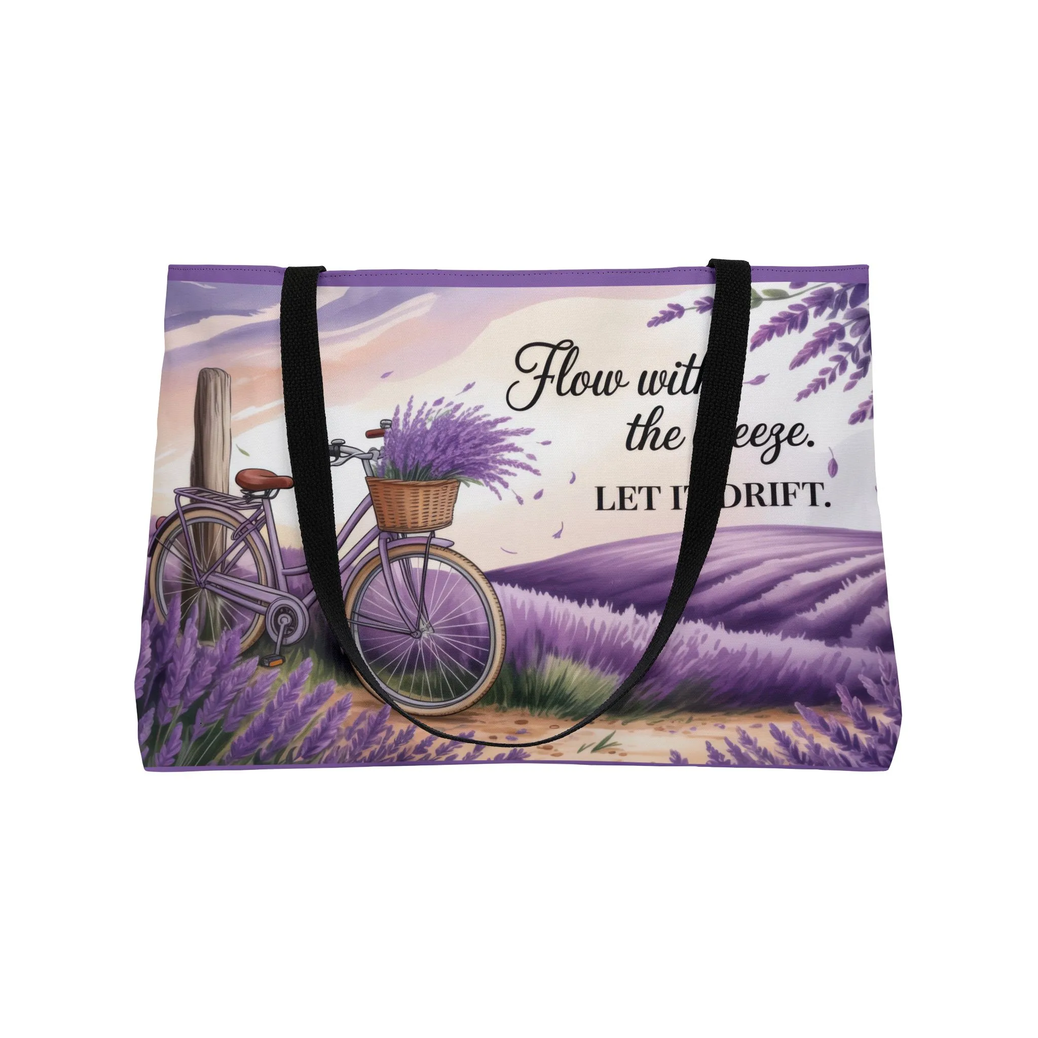 Lavender Bicycle Weekender Tote Bag, Relaxed, Stylish Beach Bag, Travel Accessory, Gift for Her, Summer Outing Essential - Image 3