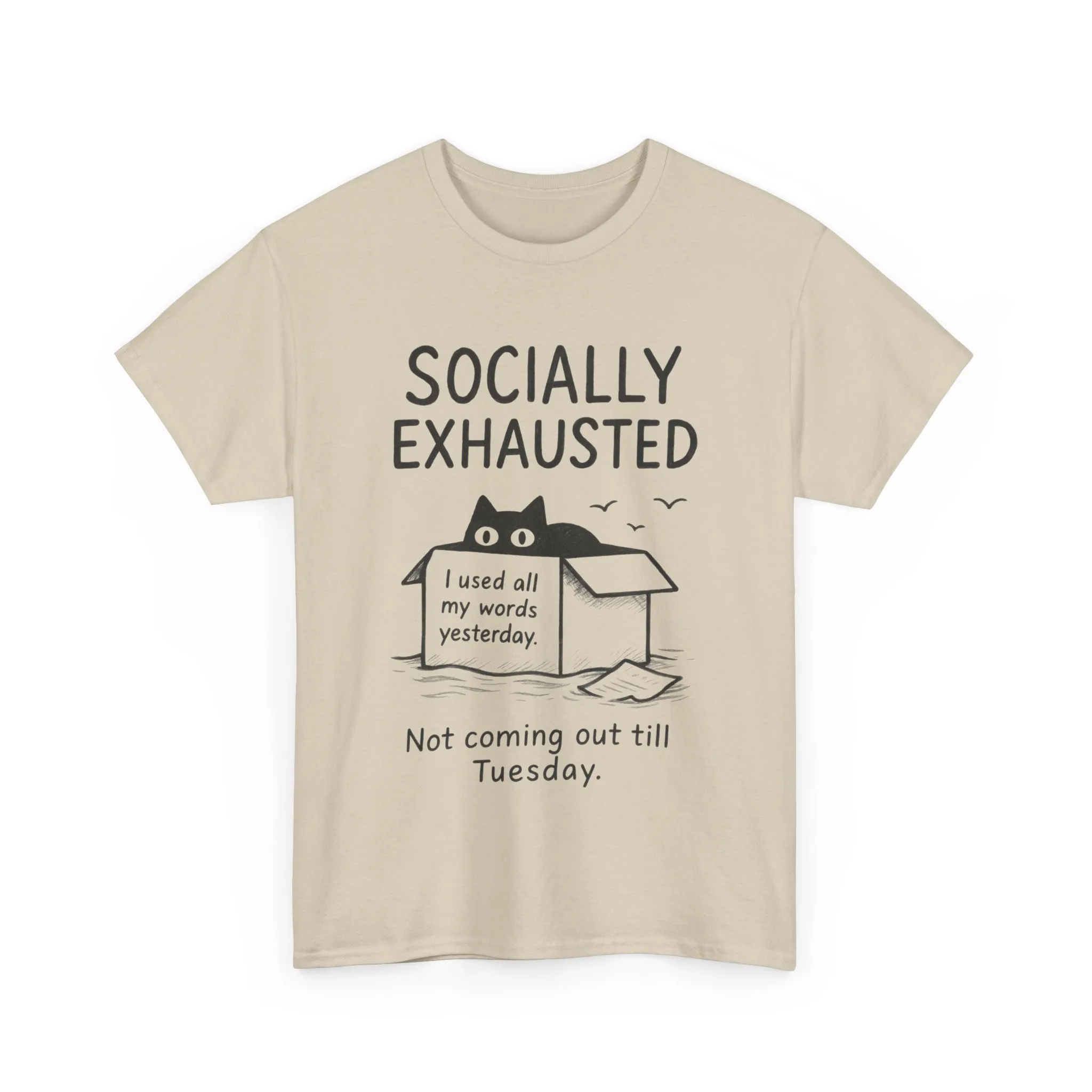 Socially Exhausted Tee, Perfect for Introverts, Gift for Shy Friends, Anxiety Relief Shirt, Funny Quote T-Shirt, Casual Wear, Unisex T-Shirt - Image 10