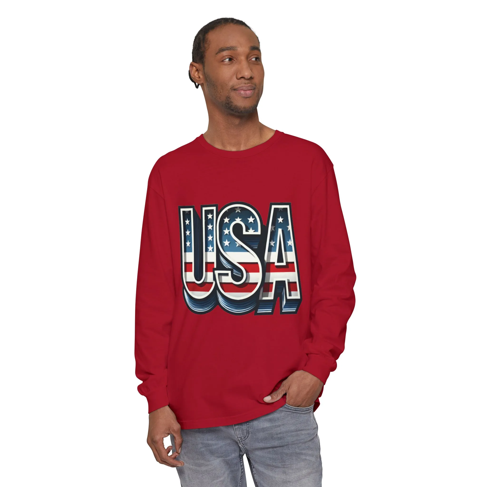 Patriotic Long Sleeve Unisex T-Shirt, USA Design, Unisex Tee for Independence Day, Memorial Day, Family Celebrations, Casual Wear - Image 26