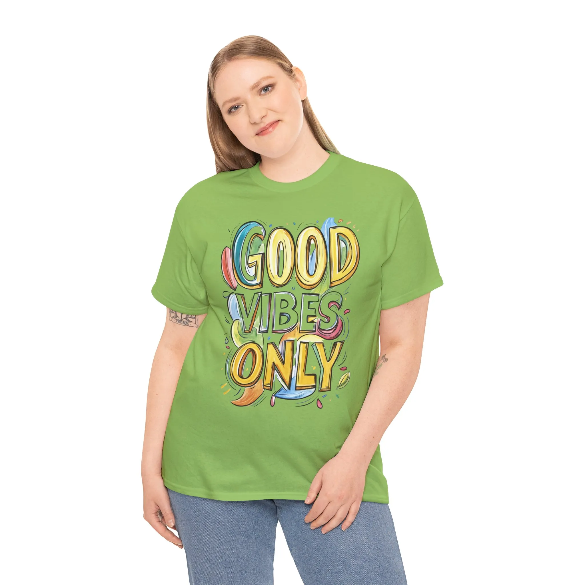 Good Vibes Only Women's Heavy Cotton Tee, Positive Energy Shirt, Graphic T-Shirt, Women's Casual Wear, Gift for Friends, Summer Outfit - Image 34