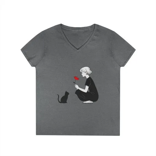 Cat Lover's V-Neck T-Shirt - Cute Graphic Tee for Pet Owners, Gifts for Cat Lovers, Animal Lover Apparel, Valentine's Day, Cat Love - Image 6