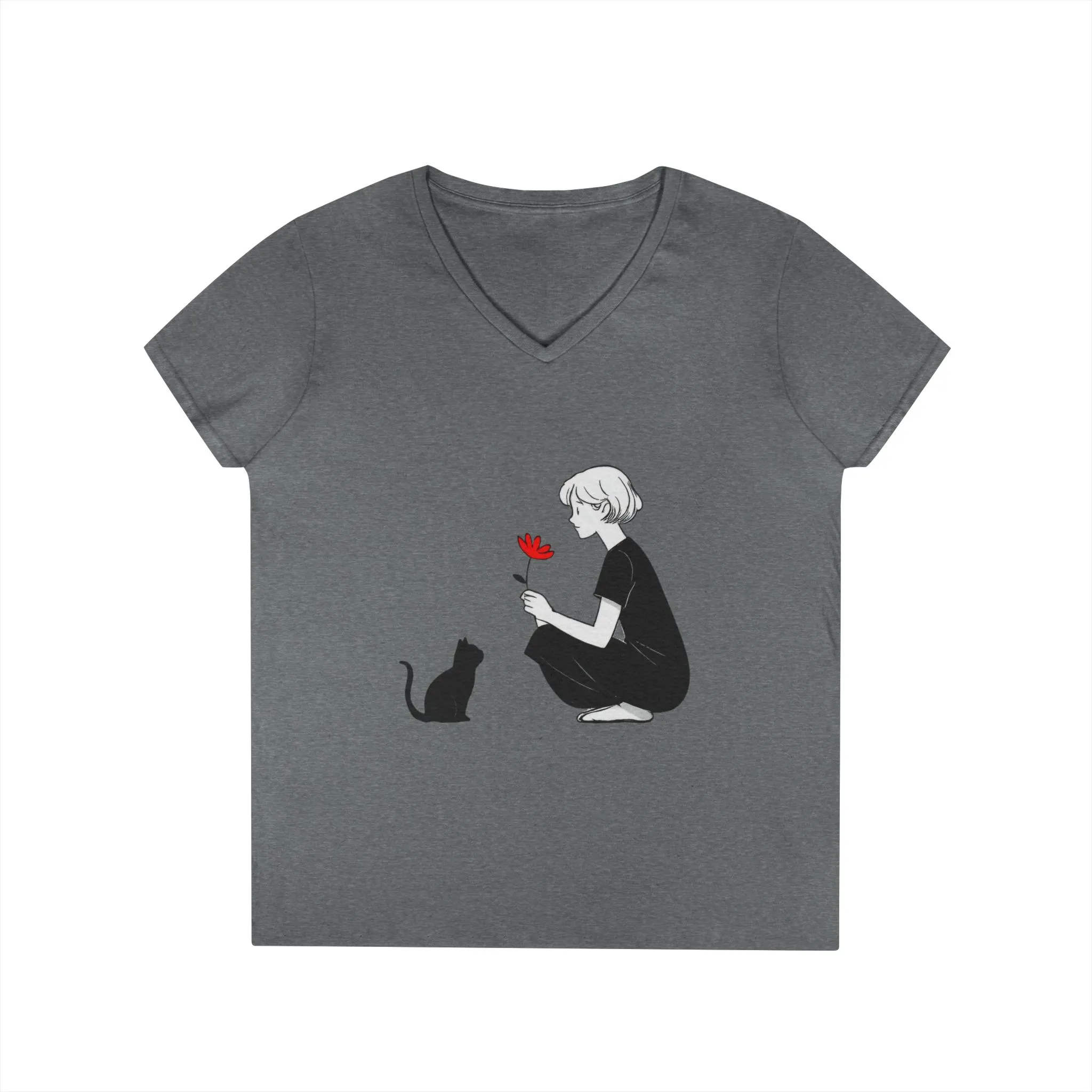 Cat Lover's V-Neck T-Shirt - Cute Graphic Tee for Pet Owners, Gifts for Cat Lovers, Animal Lover Apparel, Valentine's Day, Cat Love - Image 6