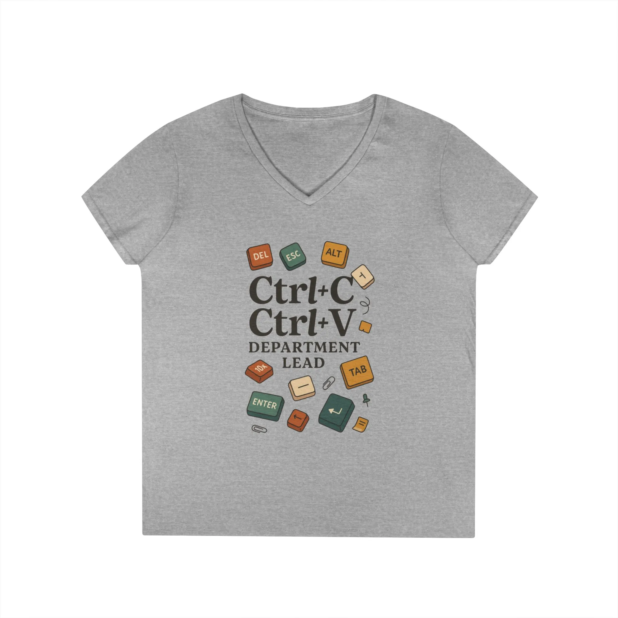Tech Savvy Ladies V-Neck T-Shirt, Funny Coding Tee, Programmer Gift, Office Humor Top, CTRL C V Shirt, Work From Home Clothes - Image 4