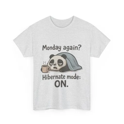 Funny Panda Hibernate Tee, Cute Animal Shirt, Unisex Cotton Tee, Gift for Lazy Days, Monday Motivation T-shirt - Image 9