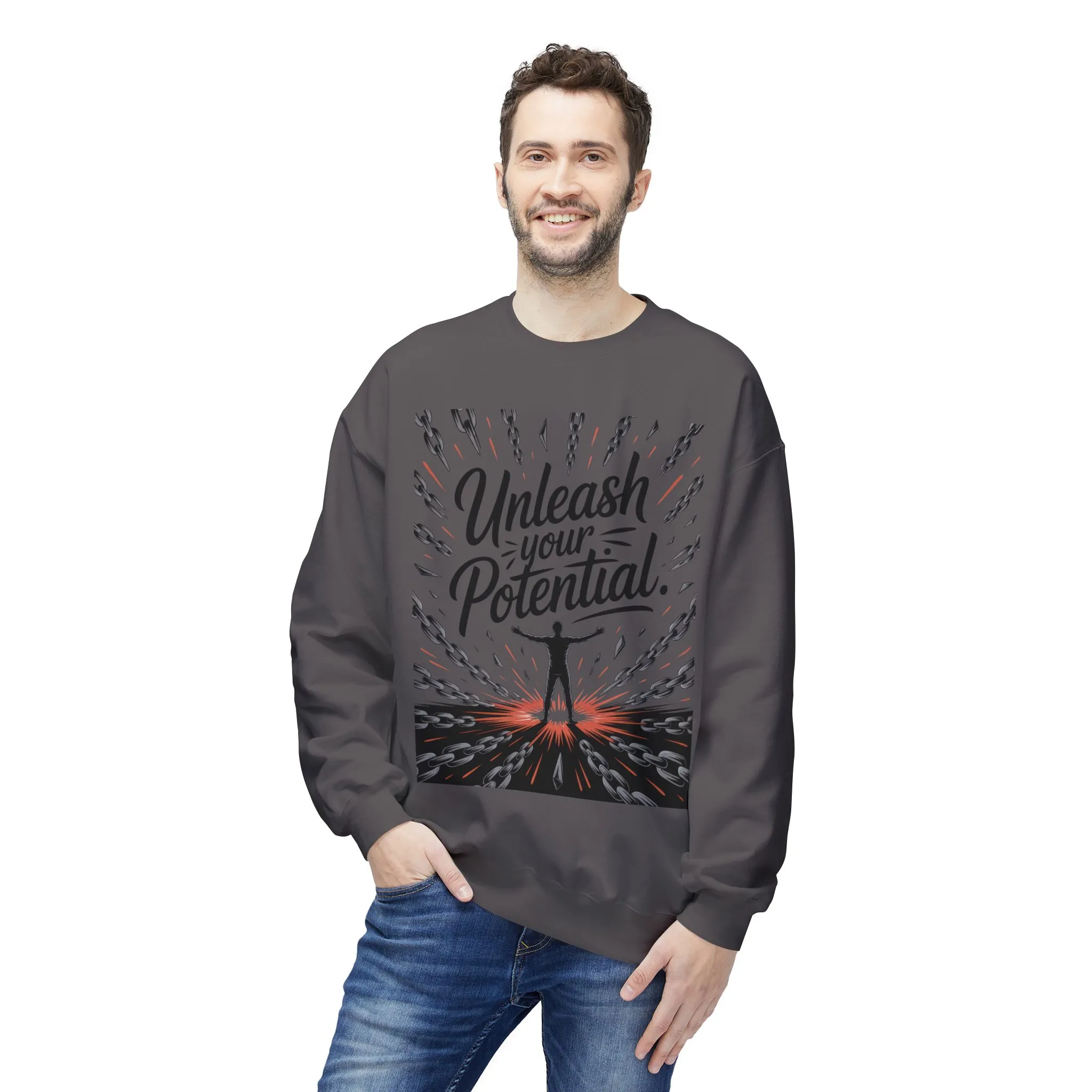 Unleash Your Potential Men s Sweatshirt, Motivational Crewneck, Inspirational Gift For Men, Gift for Graduates, Personal Growth Apparel - Image 15