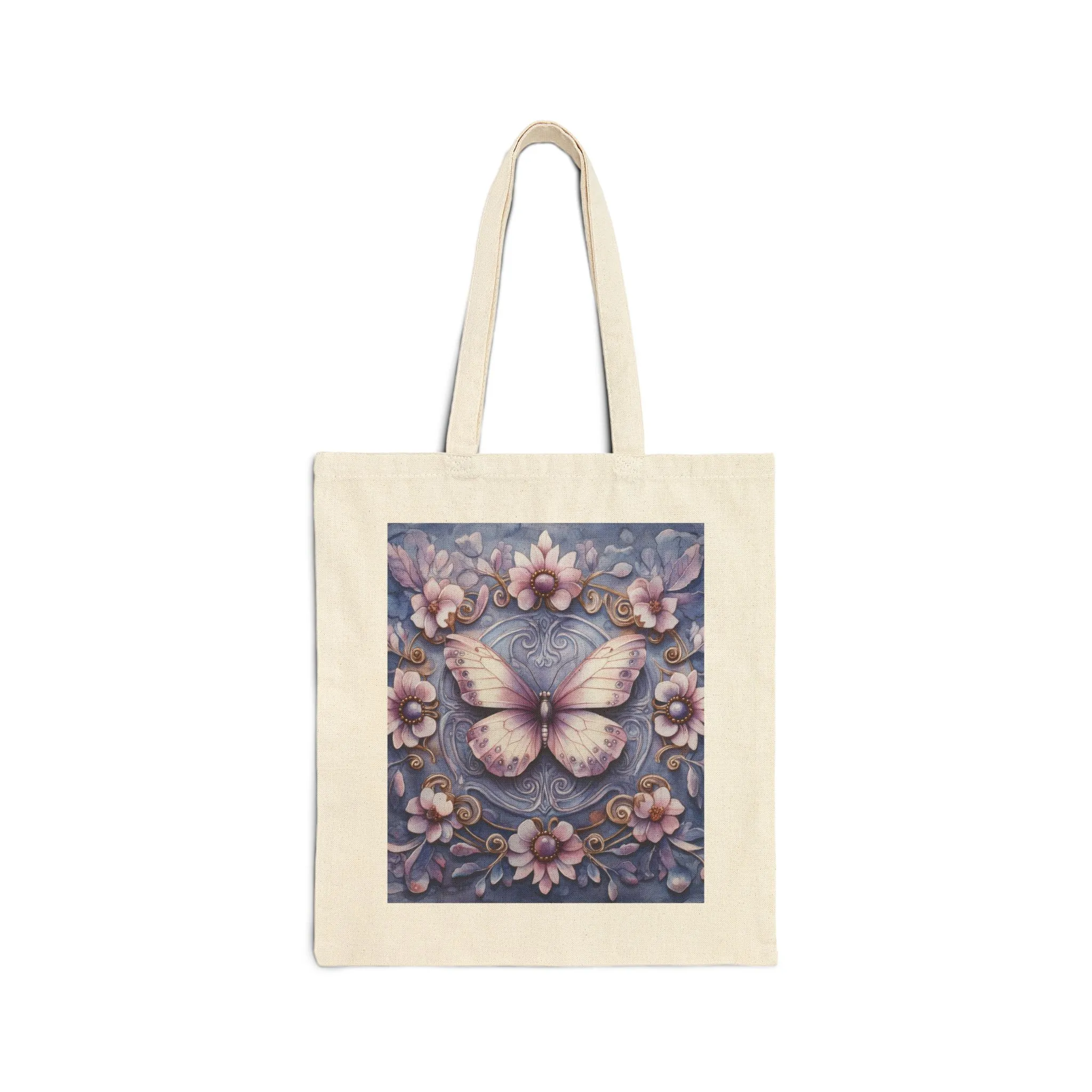 Butterfly Floral Cotton Canvas Tote Bag, Eco-Friendly Shopping, Gift for Her, Nature Lover, Reusable Bag, Boho Style - Image 7