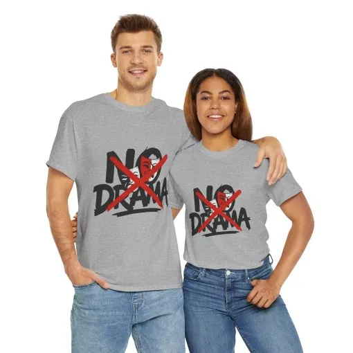 No Drama Unisex Heavy Cotton Tee, Casual Shirt, Gift for Friends, Relaxed Fit, Comfort Wear, Everyday Style - Image 4