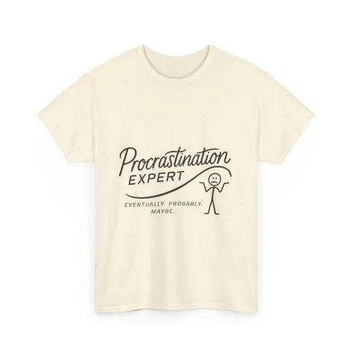Procrastination Expert Women's Heavy Cotton Tee, Funny T-Shirt, Gift for Students, Casual Wear, Comfy Everyday Tee, Humor Shirt - Image 12