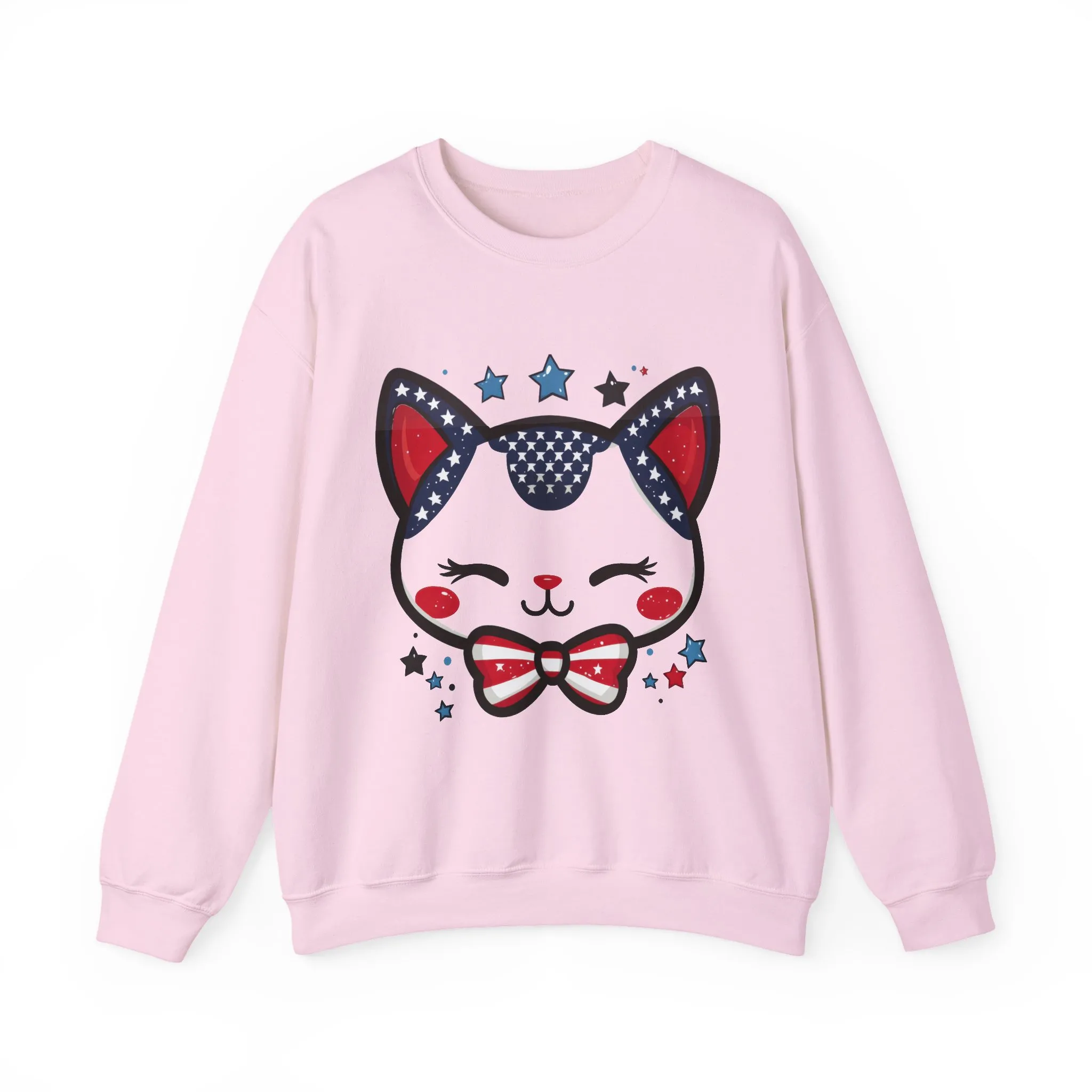 Cute Patriotic Cat Graphic Sweatshirt, Cozy Womens Crewneck, Cat Lover Gift, Fourth of July, Perfect for Holidays and Celebrations - Image 16