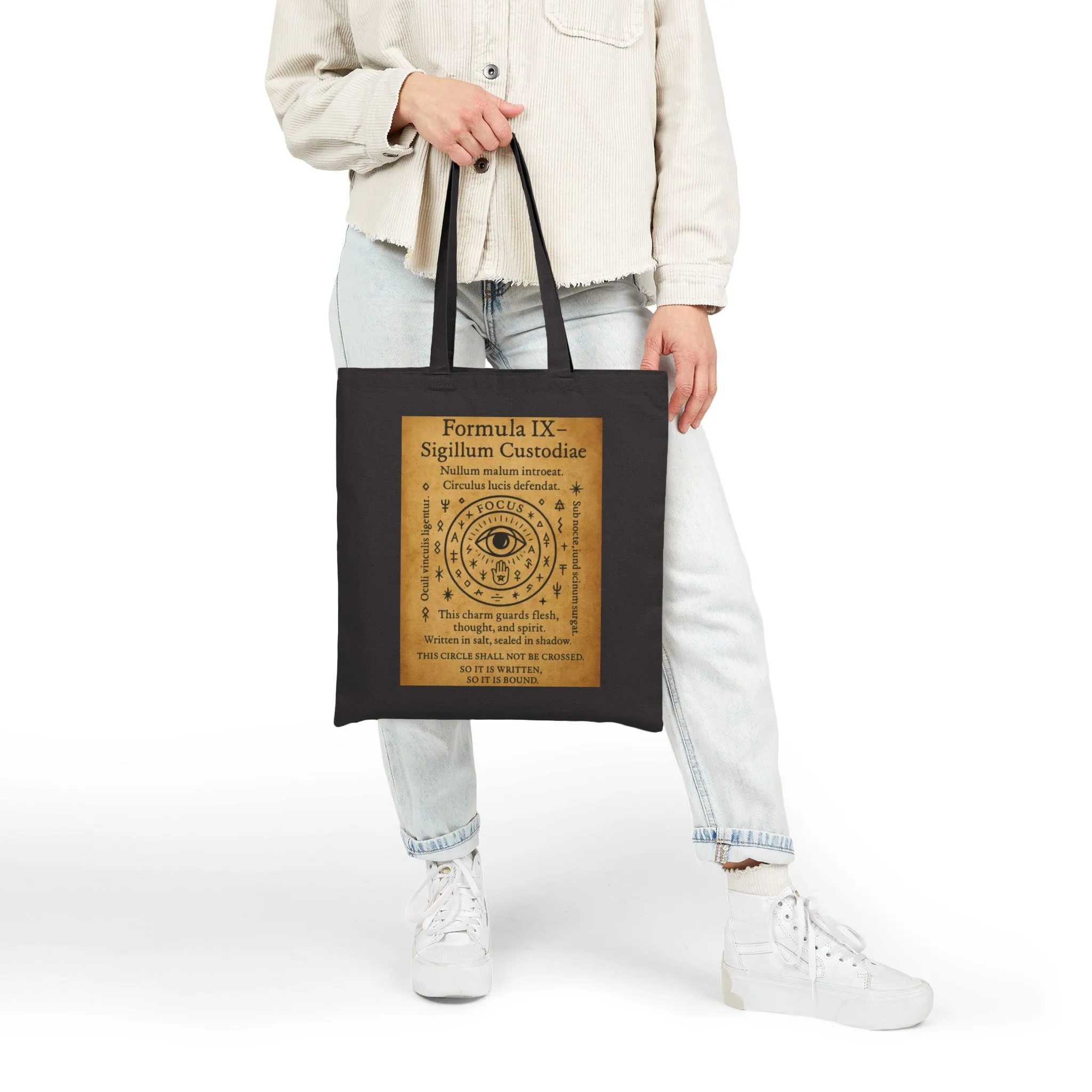 Sigil of Protection Tote Bag, All Seeing Eye Charm, Witchy Ward Symbol, Occult Defense Seal, Mystic Canvas Bag, Boho Style Tote, Witchy Gift - Image 3