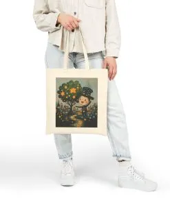 Eco-Friendly Cotton Canvas Tote Bag, Cute Gift for Nature Lovers, Beach Bag, Shopping Tote, Earth Day Accessory, Reusable Bag
