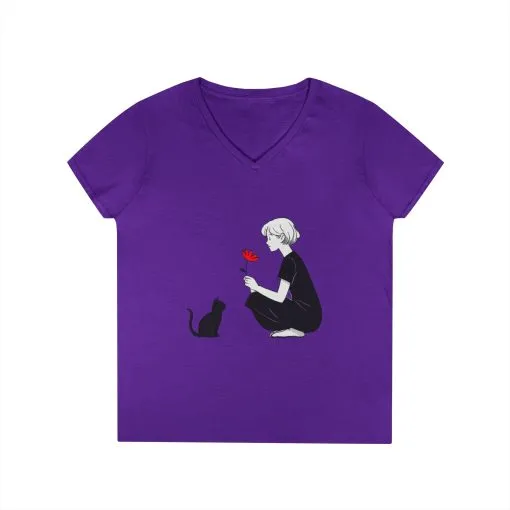 Cat Lover's V-Neck T-Shirt - Cute Graphic Tee for Pet Owners, Gifts for Cat Lovers, Animal Lover Apparel, Valentine's Day, Cat Love - Image 14