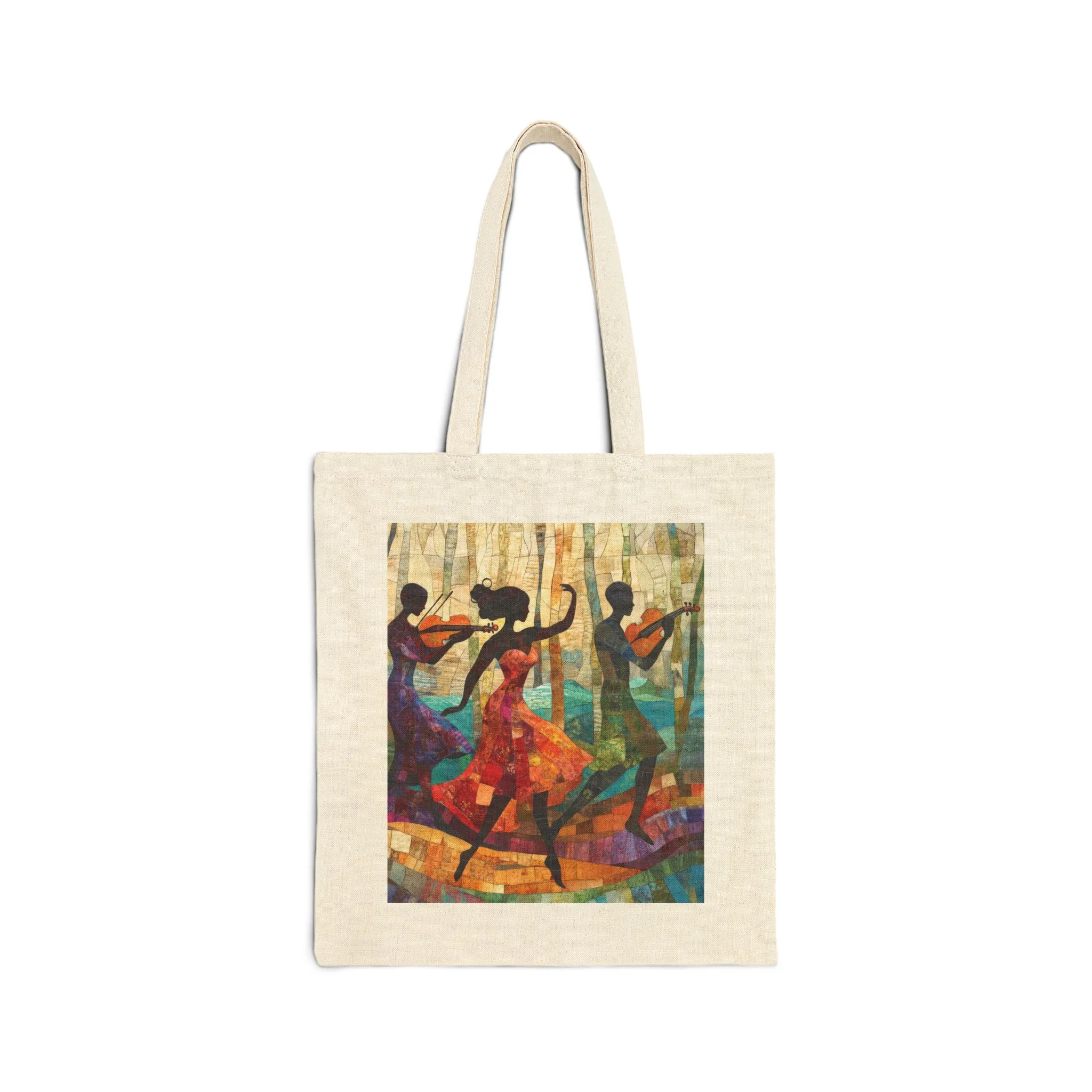Dancing Silhouettes Cotton Tote Bag, Art Lover Gift, Beach Bag, Eco-Friendly Shopping Tote, Bohemian Style, Festival Essentials - Image 7
