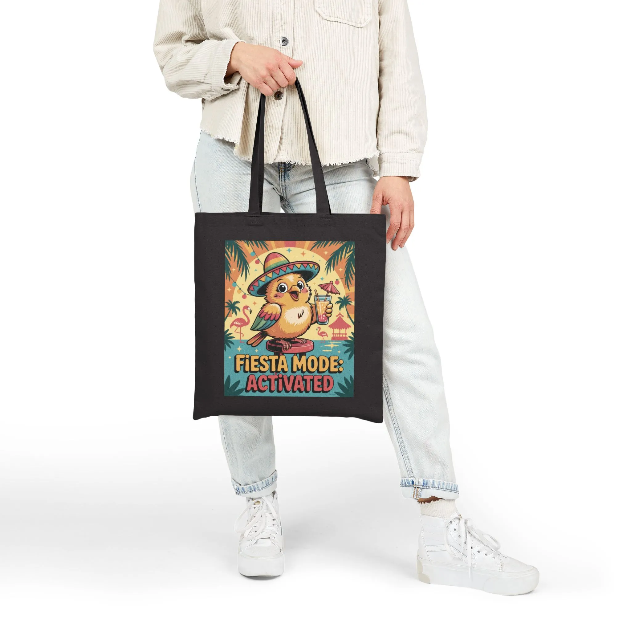 Fiesta Mode Activated Cotton Canvas Tote Bag, Fun Party Accessories, Eco-Friendly Shopping Bag, Summer Vibes Tote, Gift for Friends - Image 8