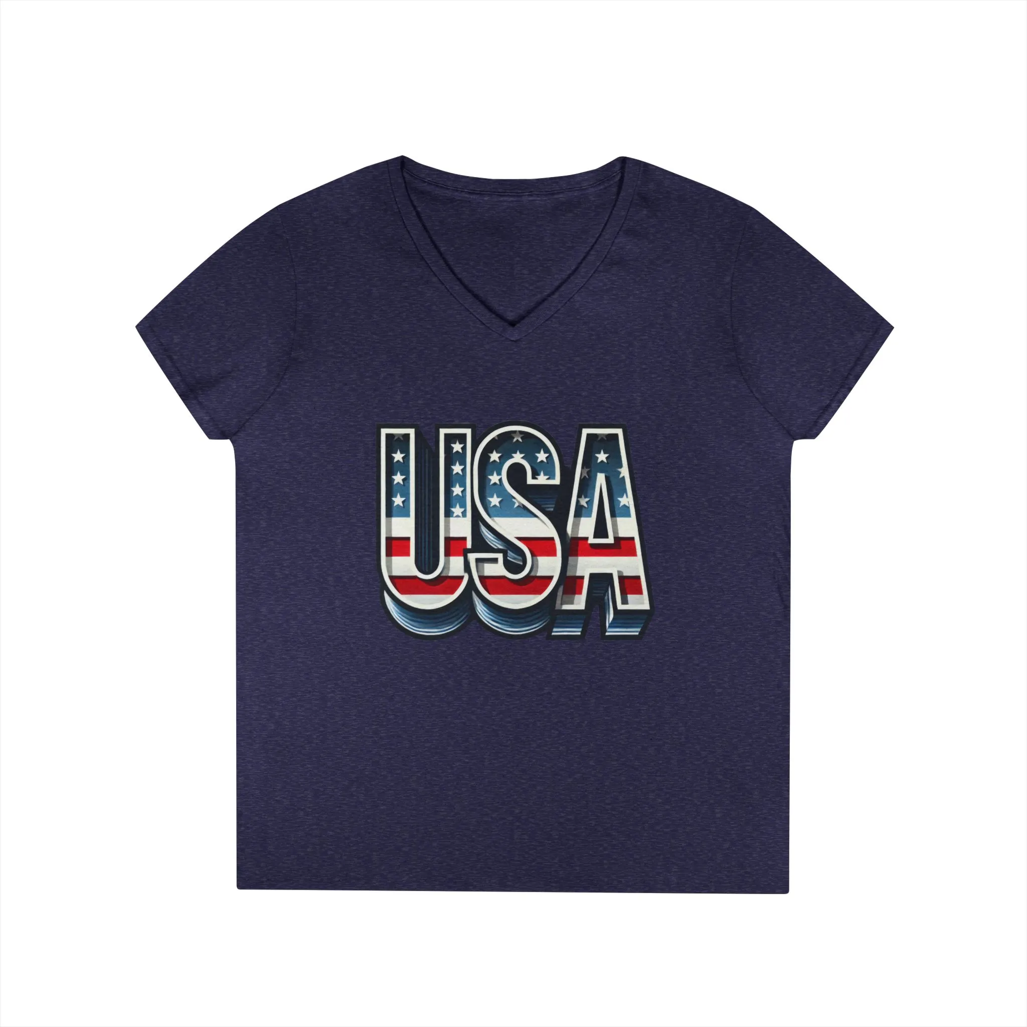 USA Patriotic V-Neck T-Shirt for Ladies, July 4th Celebration Tee, Casual Summer Shirt, Graphic Tee - Image 19