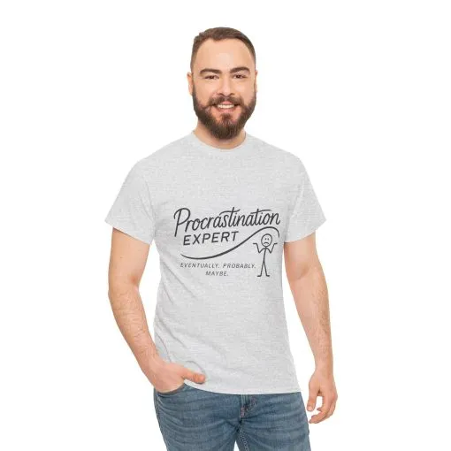 Procrastination Expert Men's Tee, Funny Shirt for Slackers, Gift for Students, Men's Comfortable Casual Wear, Laughs for Every Occasion