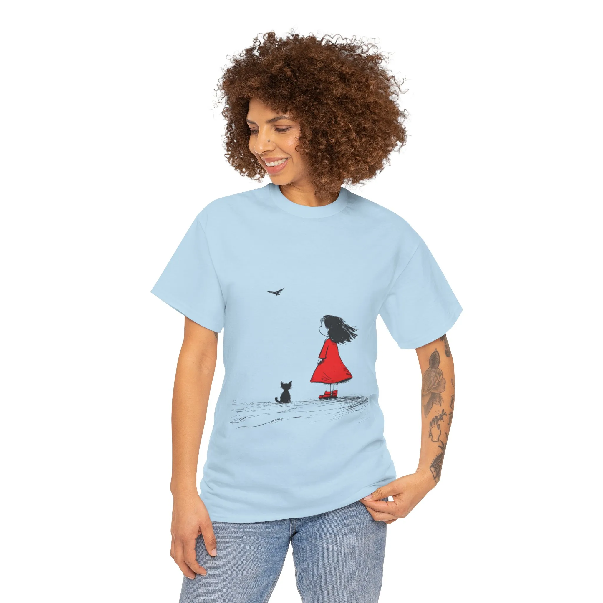 Cat Lover Tee, Cute Graphic T-Shirt, Cat & Girl Design, Gift for Cat Owners, Casual Stylish Unisex Cotton Shirt, Women's Cotton T-Shirt - Image 17