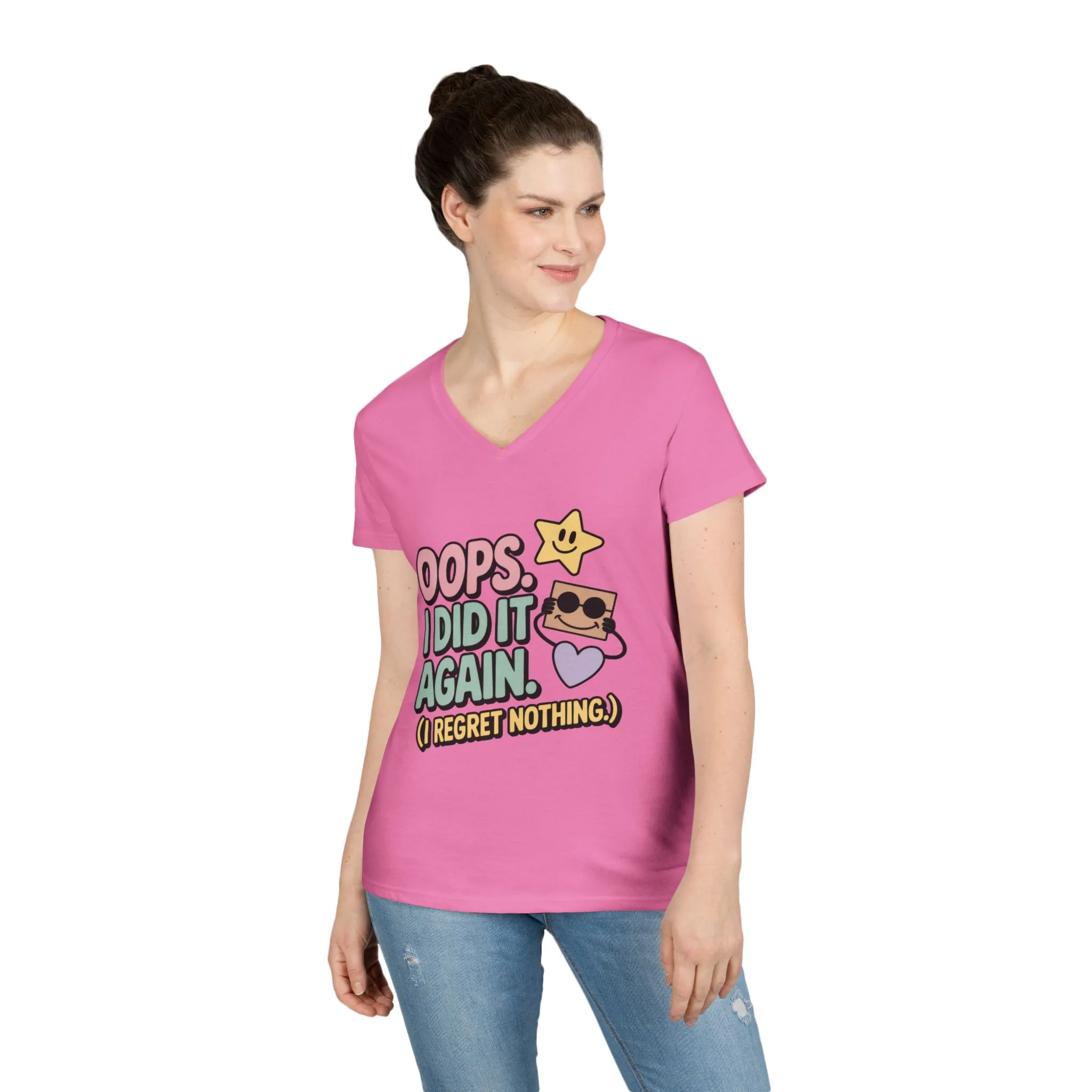 Oops! I Did It Again Ladies' V-Neck T-Shirt, Fun Casual Tee, Perfect Gift, Casual Statement Wear, Positive Message Women's T-Shirt - Image 15