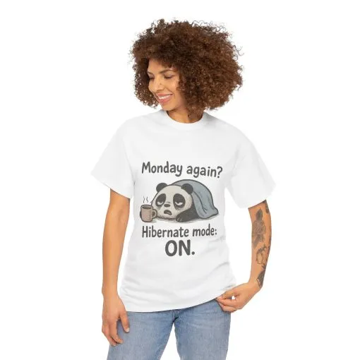 Funny Panda Hibernate Tee, Cute Animal Shirt, Unisex Cotton Tee, Gift for Lazy Days, Monday Motivation T-shirt - Image 4